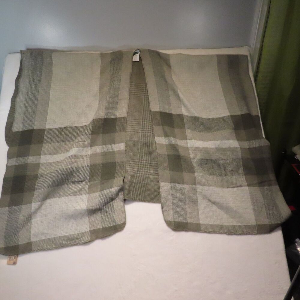 Woolrich Reversible Plaid Poncho Wrap Open Front Shawl Cape Olive Green One Size